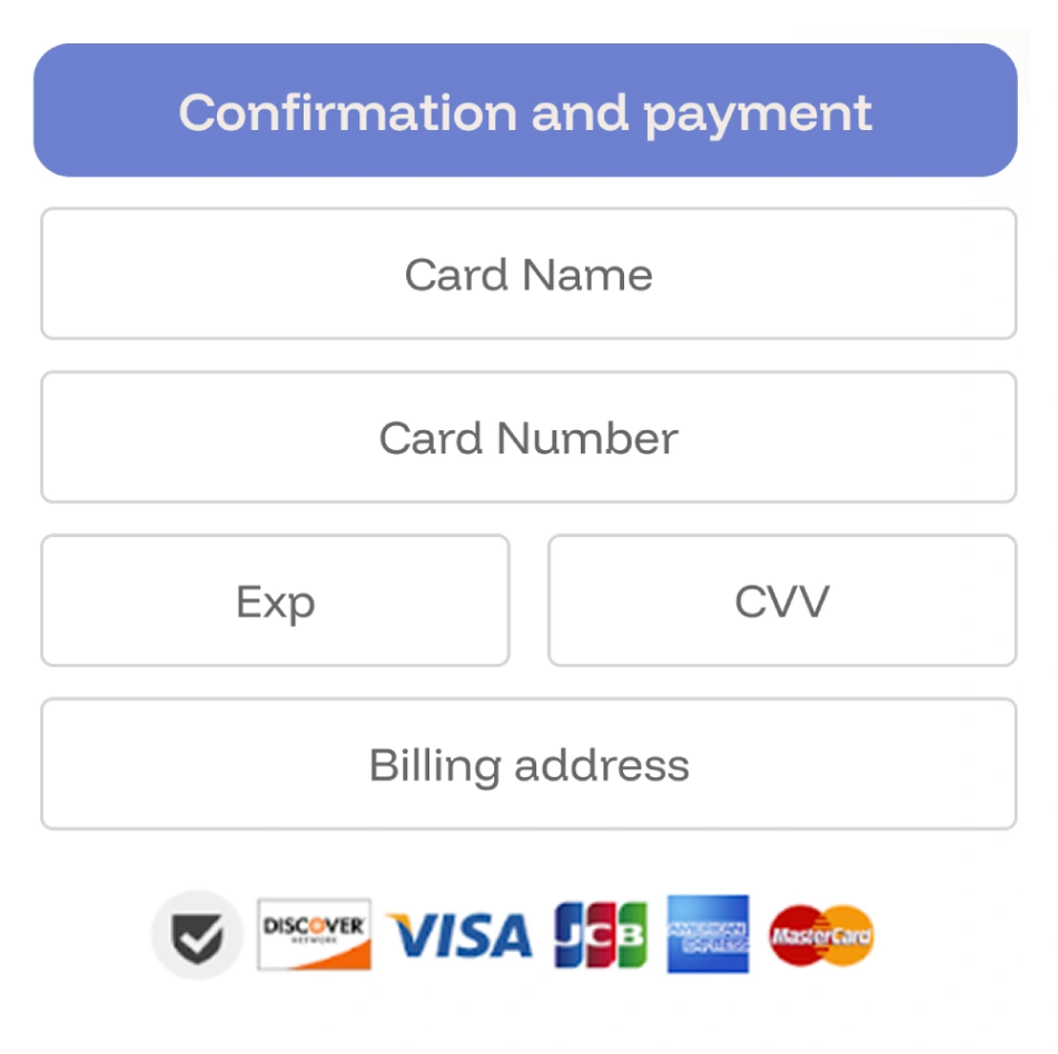 Form fields for payment information