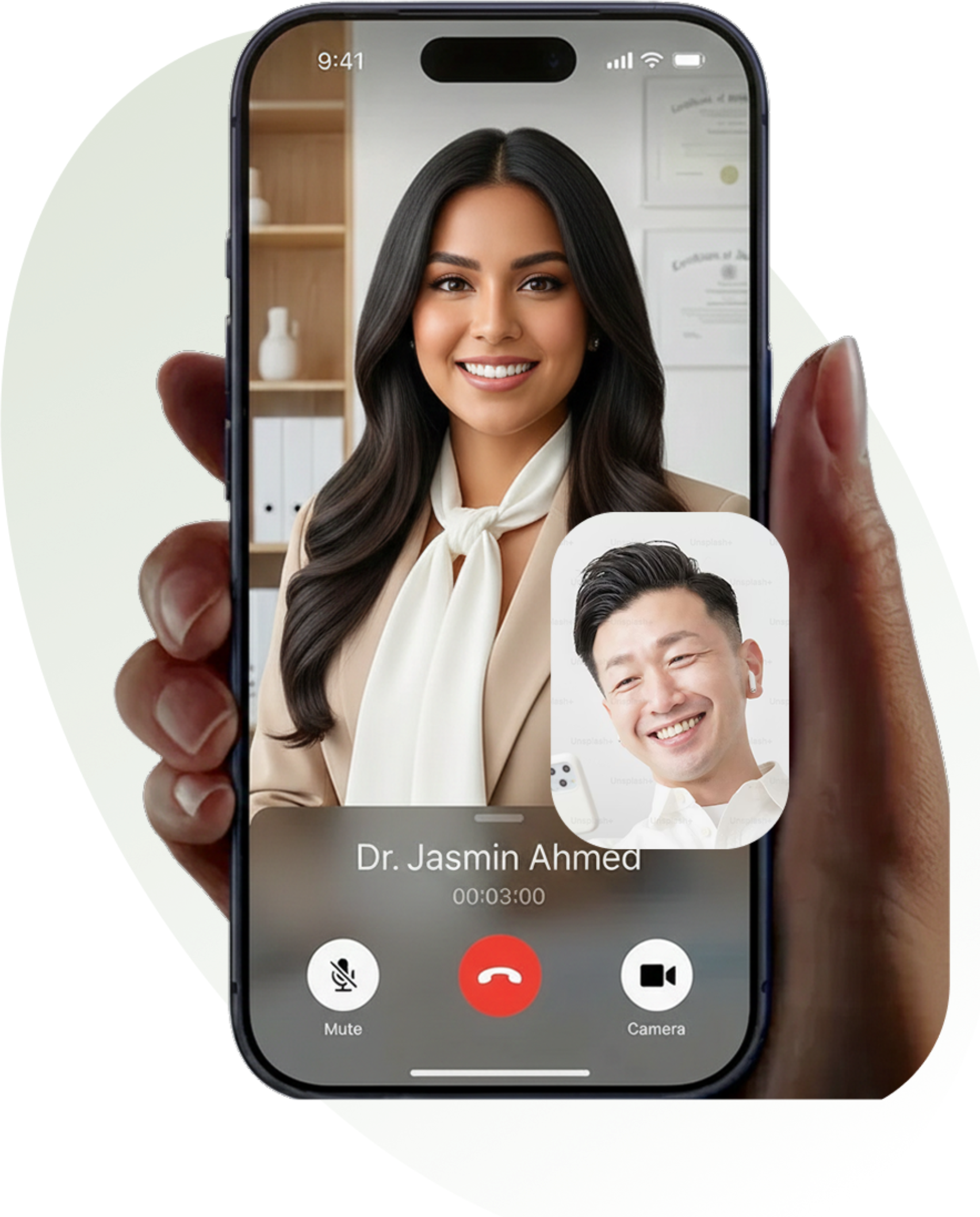 A doctor having a video call with a patient